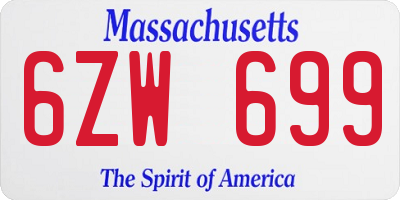 MA license plate 6ZW699