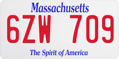 MA license plate 6ZW709