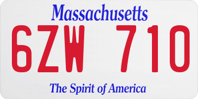 MA license plate 6ZW710