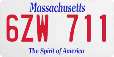 MA license plate 6ZW711