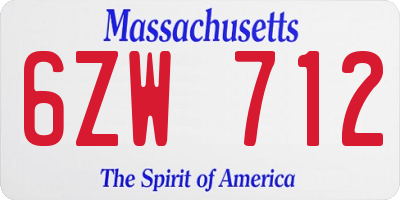 MA license plate 6ZW712