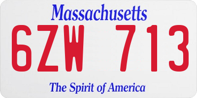 MA license plate 6ZW713