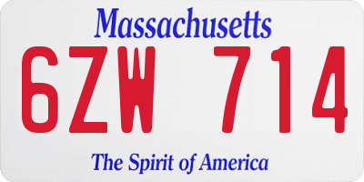 MA license plate 6ZW714
