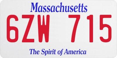 MA license plate 6ZW715