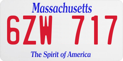 MA license plate 6ZW717