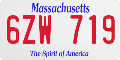 MA license plate 6ZW719