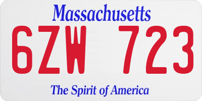 MA license plate 6ZW723