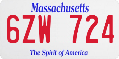 MA license plate 6ZW724