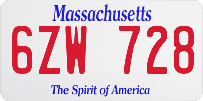 MA license plate 6ZW728