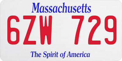 MA license plate 6ZW729