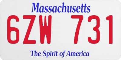 MA license plate 6ZW731
