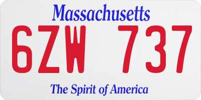 MA license plate 6ZW737