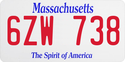 MA license plate 6ZW738