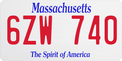 MA license plate 6ZW740