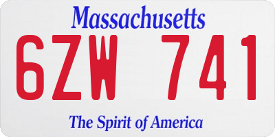 MA license plate 6ZW741