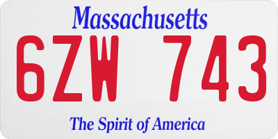 MA license plate 6ZW743