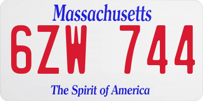 MA license plate 6ZW744