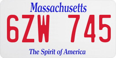MA license plate 6ZW745