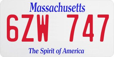 MA license plate 6ZW747