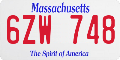 MA license plate 6ZW748