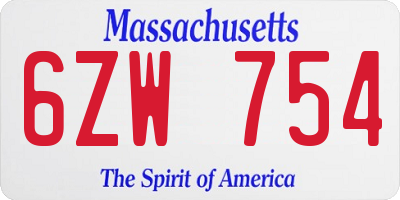 MA license plate 6ZW754