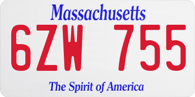 MA license plate 6ZW755