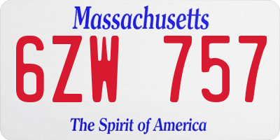 MA license plate 6ZW757