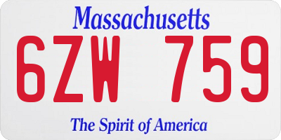 MA license plate 6ZW759