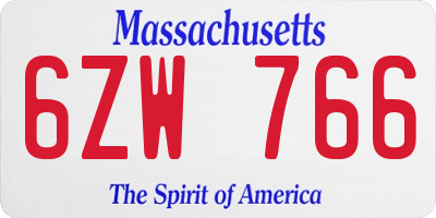 MA license plate 6ZW766