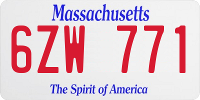 MA license plate 6ZW771