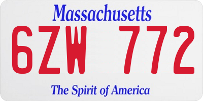MA license plate 6ZW772