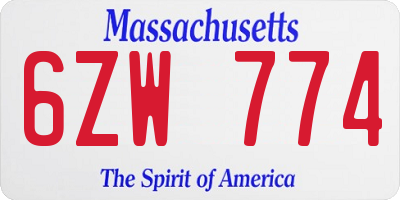 MA license plate 6ZW774