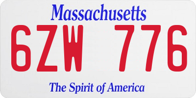 MA license plate 6ZW776