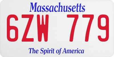MA license plate 6ZW779