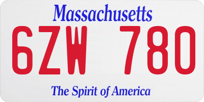 MA license plate 6ZW780