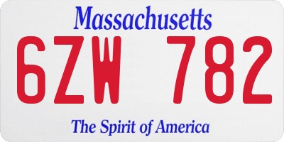 MA license plate 6ZW782