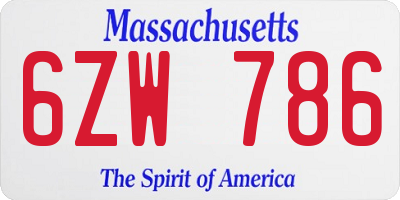 MA license plate 6ZW786