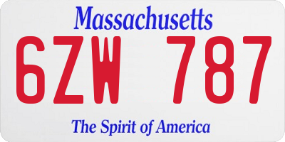 MA license plate 6ZW787