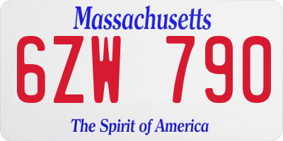 MA license plate 6ZW790