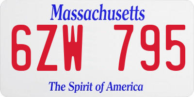 MA license plate 6ZW795