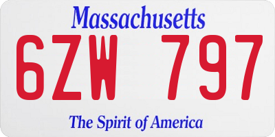 MA license plate 6ZW797