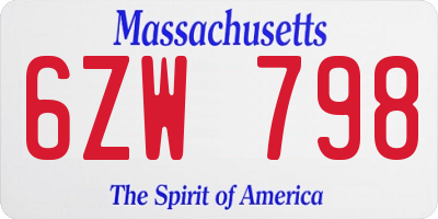 MA license plate 6ZW798