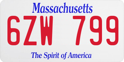MA license plate 6ZW799