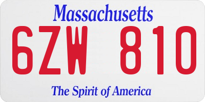 MA license plate 6ZW810