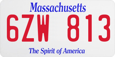 MA license plate 6ZW813