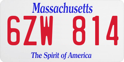 MA license plate 6ZW814