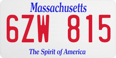 MA license plate 6ZW815