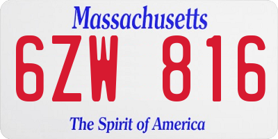 MA license plate 6ZW816