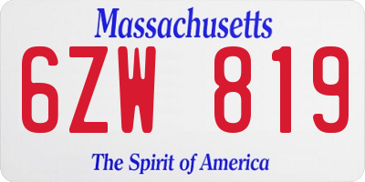 MA license plate 6ZW819