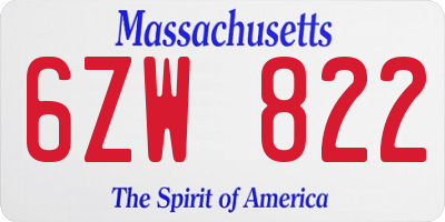MA license plate 6ZW822